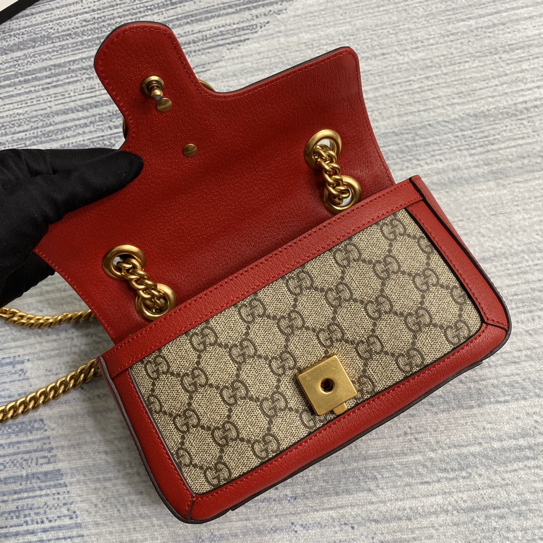 Gucci GG Marmont Matelasse Mini Shoulder Bag 446744 Red